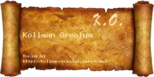Kollman Orsolya névjegykártya